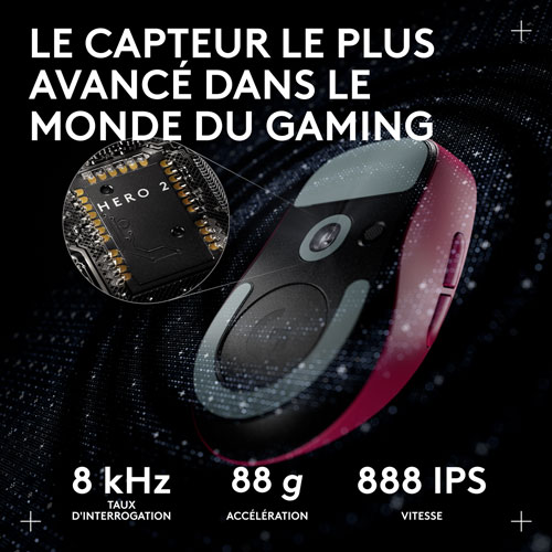 Logitech G PRO X Superlight 2 Compact 44000 DPI Wireless HERO 2 Gaming Mouse - Magenta