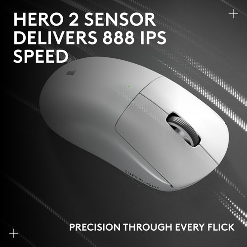 Logitech G PRO X Superlight 2 Compact 44000 DPI Wireless HERO 2 Gaming Mouse - White