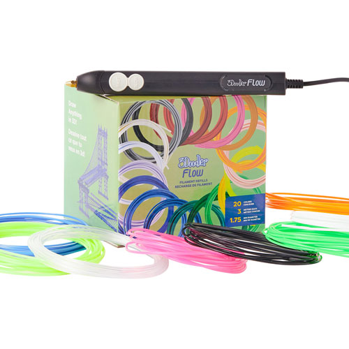 Ensemble de recharge de filament de plastique Flow de 3Doodler - 20 couleurs