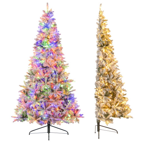 Costway 7 FT Half Artificial Pre-Lit Xmas Christmas Tree with 852 Branch Tips & 240 LED Lights 9 Modes 4-Level Brightness & Timer