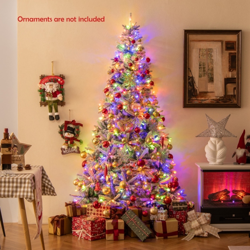 Costway 7 FT Half Artificial Pre-Lit Xmas Christmas Tree with 852 Branch Tips & 240 LED Lights 9 Modes 4-Level Brightness & Timer
