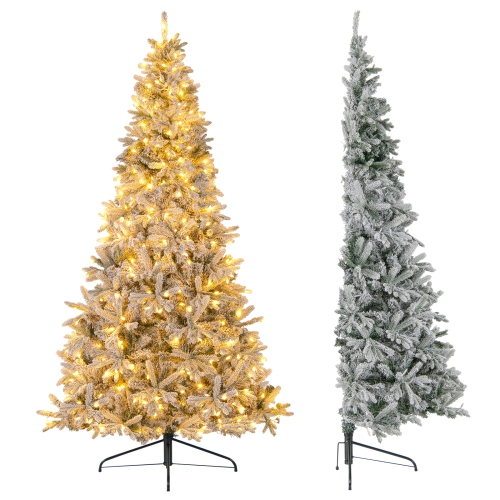Costway 7 FT Half Artificial Pre-Lit Xmas Christmas Tree with 852 Branch Tips & 240 LED Lights 9 Modes 4-Level Brightness & Timer