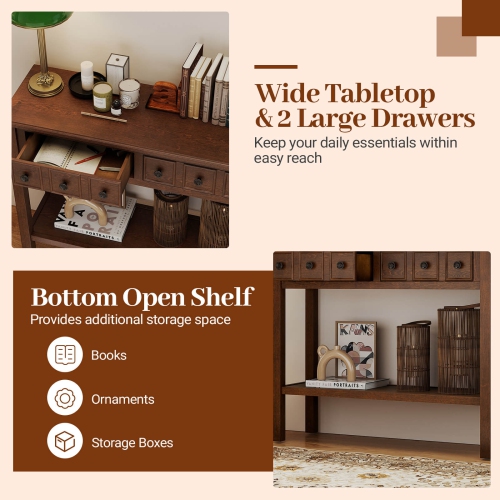 Costway Console Table 38" Narrow Accent Sofa Table with 2 Drawers & Bottom Storage Shelf