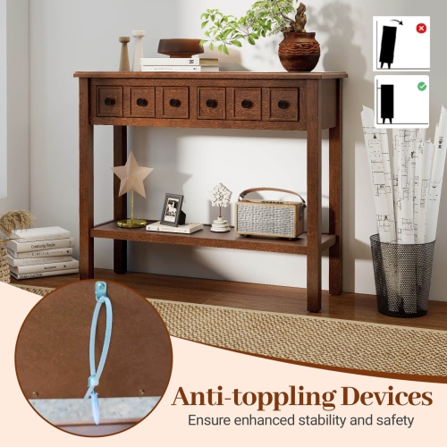 Costway Console Table 38" Narrow Accent Sofa Table with 2 Drawers & Bottom Storage Shelf