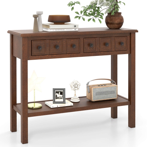 Costway Console Table 38" Narrow Accent Sofa Table with 2 Drawers & Bottom Storage Shelf