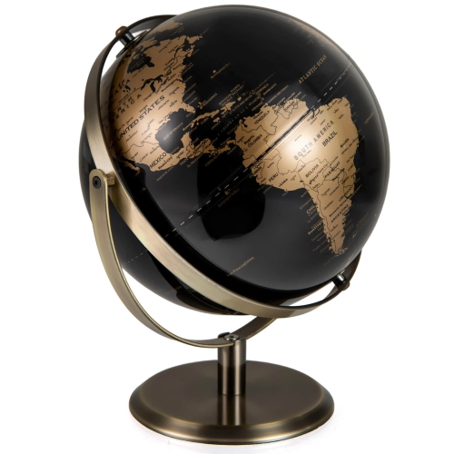 Costway 9-Inch Metallic Black World Globe 720° Rotating Earth Globe with Metal Stand