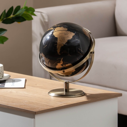 Costway 9-Inch Metallic Black World Globe 720° Rotating Earth Globe with Metal Stand