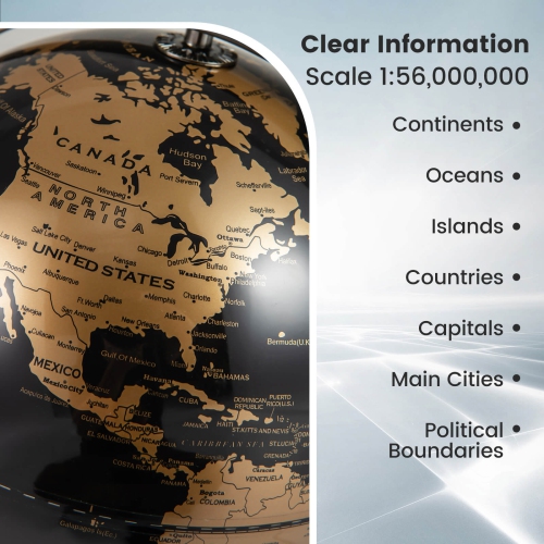 Costway 9-Inch Metallic Black World Globe 720° Rotating Earth Globe with Metal Stand