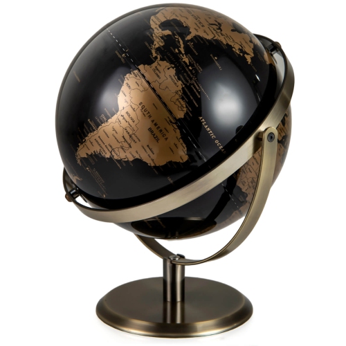 Costway 9-Inch Metallic Black World Globe 720° Rotating Earth Globe with Metal Stand