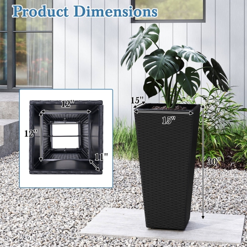 Ensemble de 2 jardinières décoratives modernes avec base ouverte de 30&nbsp;po de Costway