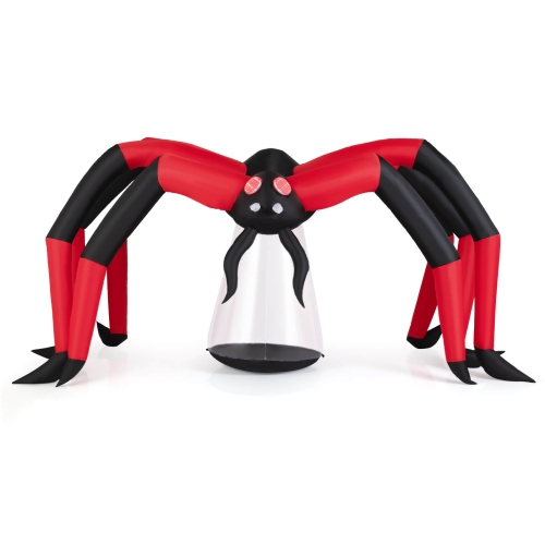 Costway 5 FT Halloween Inflatable Spider with Red Tunnel Light Eyes Ground Stakes for Lawn
