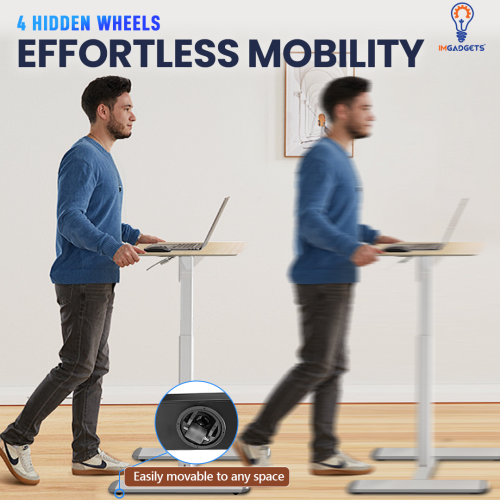 IMGadgets Height Adjustable Desk 80x40 cm | Standing Desk for Work and Home | Overbed C - Table Height Adjustable Desk Max Height 103 cm (FREE