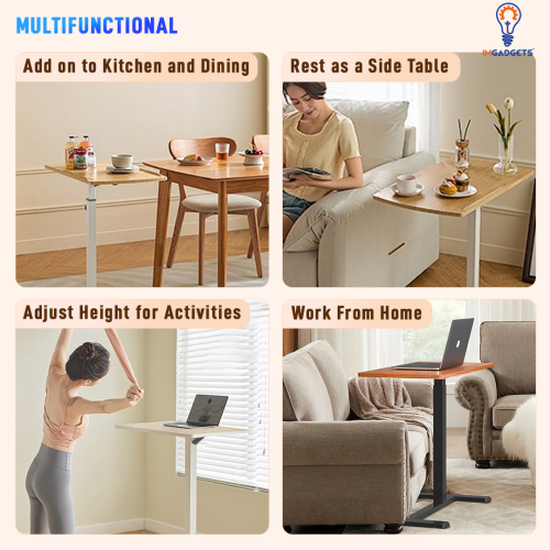 IMGadgets Height Adjustable Desk 80x40 cm | Standing Desk for Work and Home | Overbed C - Table Height Adjustable Desk Max Height 103 cm (FREE