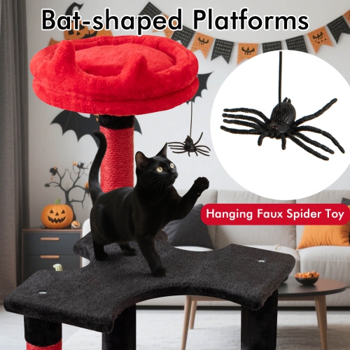 Costway 52" Gothic Cat Tree with Plush Perch & Condo Hammock& Hanging Spider Toy