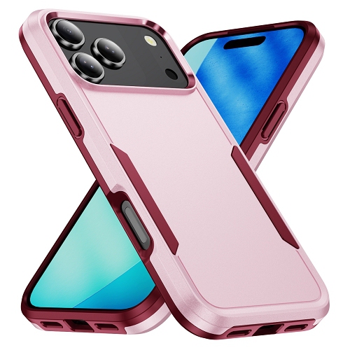CC  Topsave Matt Polish PC+Tpu 2 In 1 Slim Lightweight Shockproof, Rugged, Protective Armor Case for Iphone 17 Pro Max 6.9-Inch In Pink