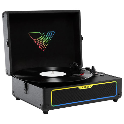 Tourne-disque lumineux Bluetooth à entraînement par courroie en forme de valise Journey Glow de Victrola