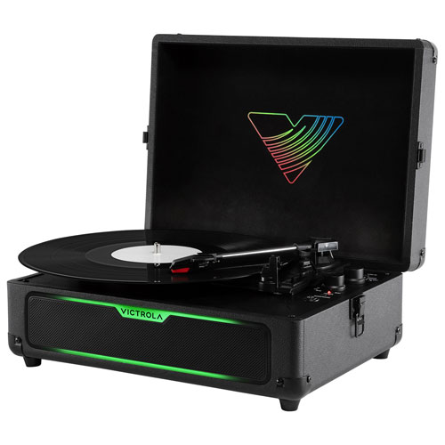 Tourne-disque lumineux Bluetooth à entraînement par courroie en forme de valise Journey Glow de Victrola