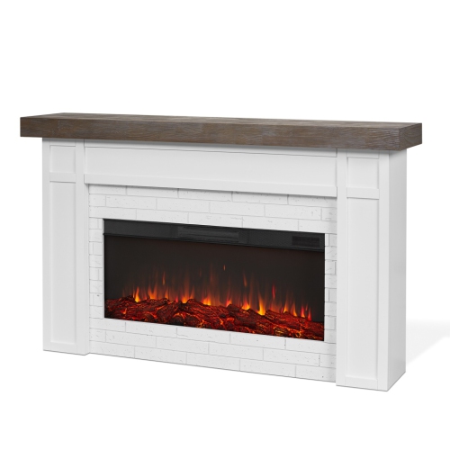Real Flame Cravenhall 64-inch Landscape Electric Fireplace in White
