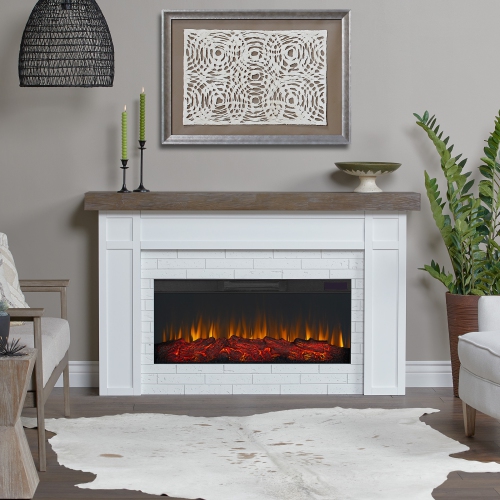 Real Flame Cravenhall 64-inch Landscape Electric Fireplace in White