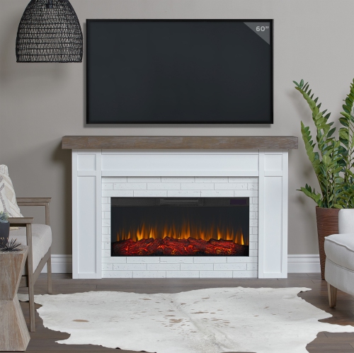 Real Flame Cravenhall 64-inch Landscape Electric Fireplace in White