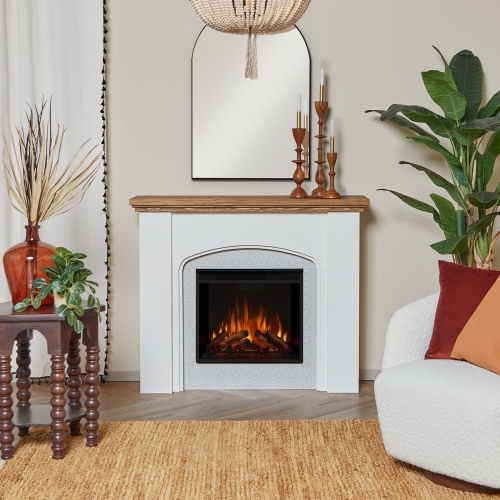 Real Flame Anika 49-inch Electric Fireplace in White Stucco