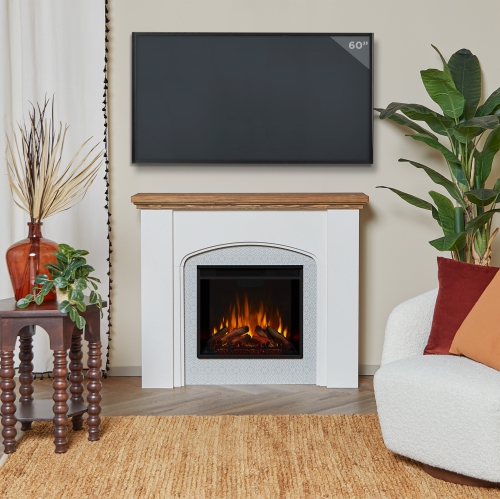 Real Flame Anika 49-inch Electric Fireplace in White Stucco