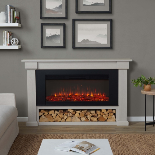 Real Flame Bristow 66-inch Landscape Electric Fireplace - Bone White