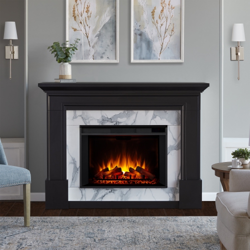 Real Flame Merced 61-inch Grand Electric Fireplace Mantel in Black
