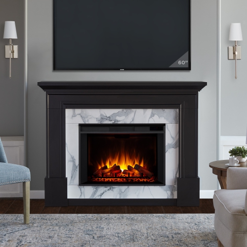 Real Flame Merced 61-inch Grand Electric Fireplace Mantel in Black