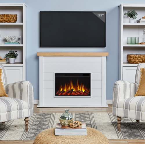Real Flame Marshall 49-inch Slim Electric Fireplace in White