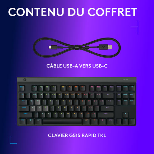 Clavier de jeu rétroéclairé RAPID TKL G515 de Logitech G - Noir - Anglais