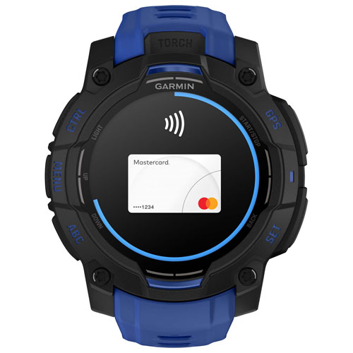 Montre intelligente multisport Bluetooth AMOLED Instinct 3 de 45 mm de Garmin - Noir/Bracelet bleu électrique