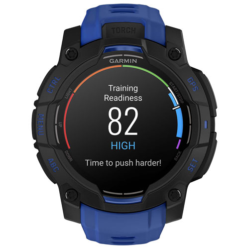 Montre intelligente multisport Bluetooth AMOLED Instinct 3 de 45 mm de Garmin - Noir/Bracelet bleu électrique