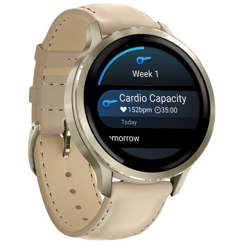 Montre intelligente de 41 mm Venu 4 de Garmin - Doré lunaire/Beige