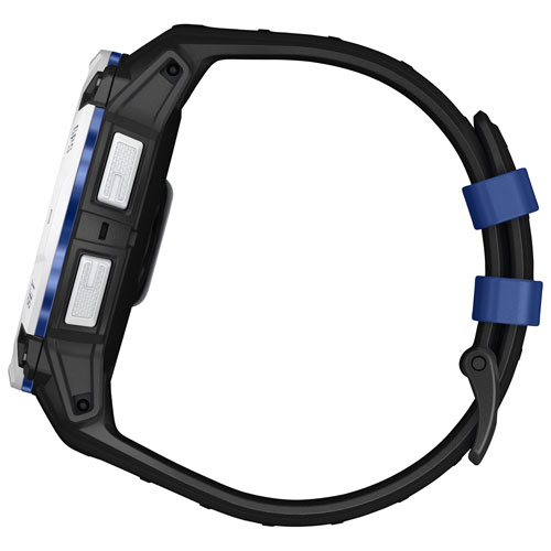 Montre intelligente multisport Bluetooth 50 mm Instinct 3 Solar de Garmin - Blanc/Noir/Bracelet en silicone bleu électrique
