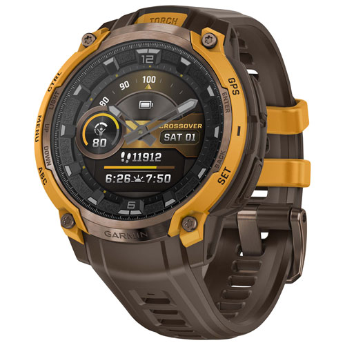Garmin Instinct Crossover AMOLED 47mm Smartwatch - Bronze Sunburst/Cocoa