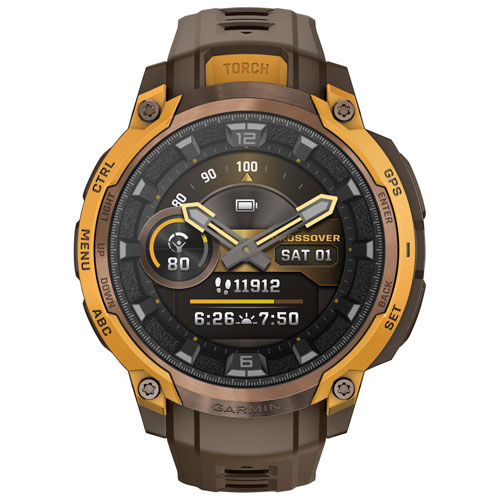 Garmin Instinct Crossover AMOLED 47mm Smartwatch - Bronze Sunburst/Cocoa