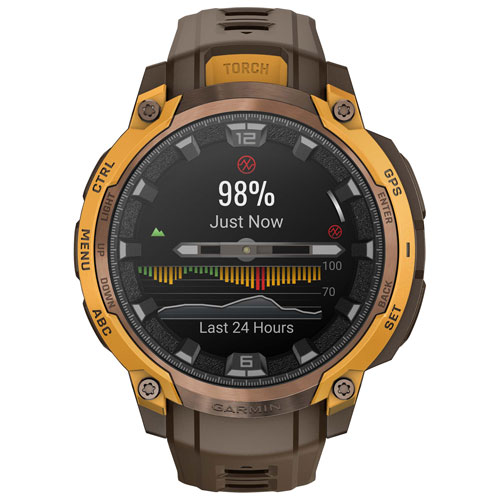 Garmin Instinct Crossover AMOLED 47mm Smartwatch - Bronze Sunburst/Cocoa