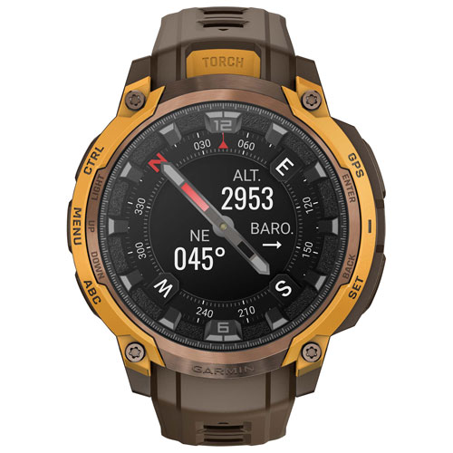 Garmin Instinct Crossover AMOLED 47mm Smartwatch - Bronze Sunburst/Cocoa