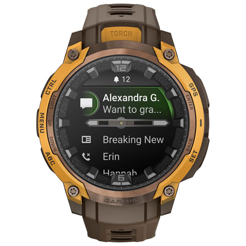 Garmin Instinct Crossover AMOLED 47mm Smartwatch - Bronze Sunburst/Cocoa