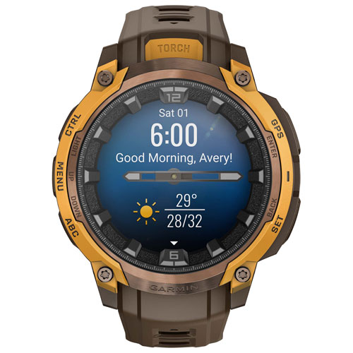 Garmin Instinct Crossover AMOLED 47mm Smartwatch - Bronze Sunburst/Cocoa