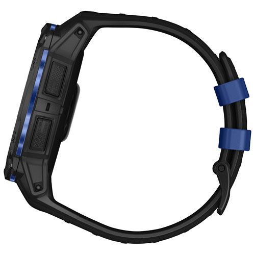 Montre intelligente multisport AMOLED Instinct 3 de 50 mm de Garmin - Noir/Bracelet silicone bleu électrique