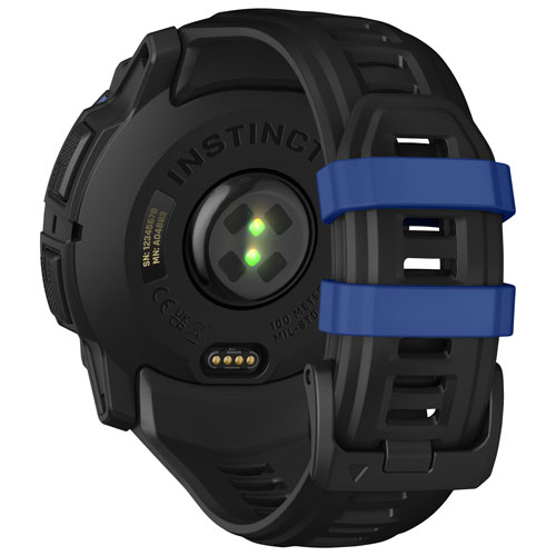 Montre intelligente multisport AMOLED Instinct 3 de 50 mm de Garmin - Noir/Bracelet silicone bleu électrique
