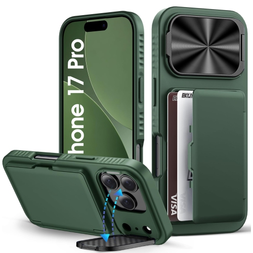 Phone 17 Pro Wallet Case, Credit Card Holder Camera Cover Stand, Military Grade Protection, Rugged Heavy Duty Women Men Protective Case for iPhone