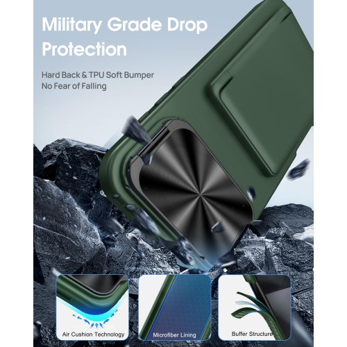 Phone 17 Pro Wallet Case, Credit Card Holder Camera Cover Stand, Military Grade Protection, Rugged Heavy Duty Women Men Protective Case for iPhone