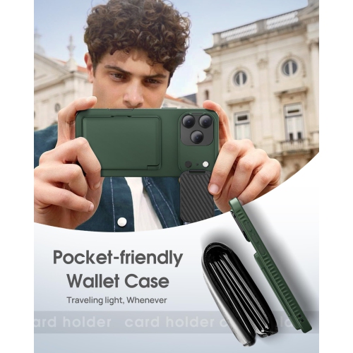 Phone 17 Pro Wallet Case, Credit Card Holder Camera Cover Stand, Military Grade Protection, Rugged Heavy Duty Women Men Protective Case for iPhone