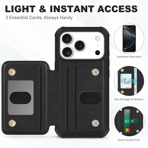 Wallet Case Compatible with iPhone 17 Pro 6.3-inch 2025 | RFID Blocking 3 Card Slots | Clear ID Window | Undetachable Wallet | Magnetic Closure | PU