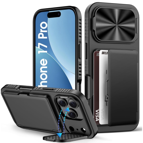 HLD  Iphone 17 Pro Case Wallet, Card Holder Camera Cover Stand, Military Grade Drop Protection, Rugged Hard Heavy Duty Men Women Phone Case for Iphone