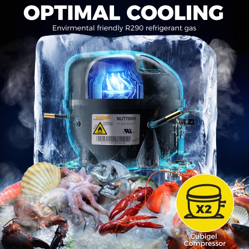 Coolski Commercial Refrigerator and Freezer Combo Reach-in Freezer 54 Cu.ft, 72" W 3 Door