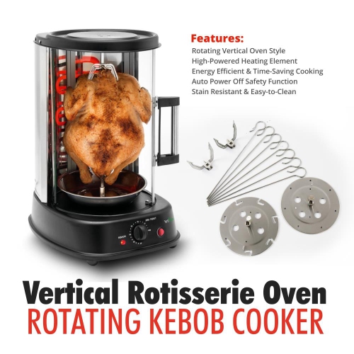 Nutrichef Countertop Vertical Rotating Oven - Rotisserie Shawarma Machine, Kebob Machine, Stain Resistant & Energy Efficient W/Heat Resistant Door,